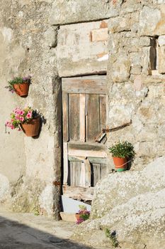 Image of a door in Tuscany, Italy at sunset