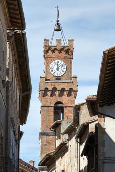 Tower of the city hall in Pienza, Tuscany, Italy