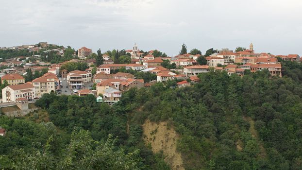 SIGHNAGHI, GEORGIA - JULY 7, 2014: Panorama of the historic district of Sighnaghi on July 7, 2014 in Georgia, Europe