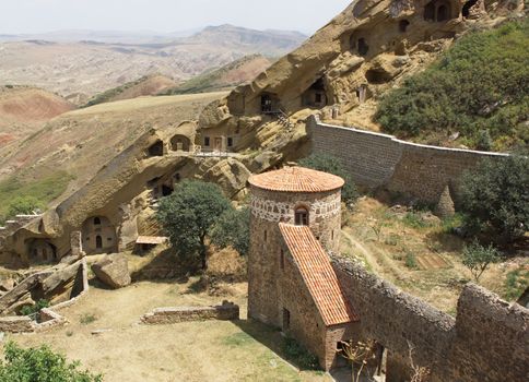 DAVID GAREDJI, GEORGIA - JULY 3, 2014: Panorama of the Cave Monastery David Garedji, one of the highlights of Kakheti on July 3, 2014 in Georgia, Europe