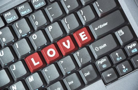 Red love key on keyboard