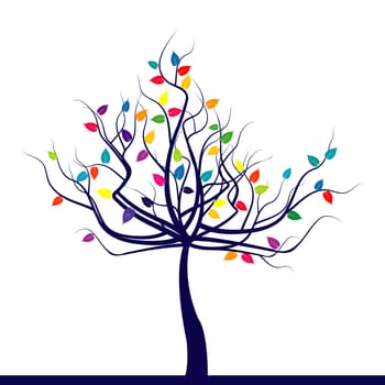 Abstract tree with colored leaves