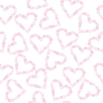 Background with hearts made of flowers