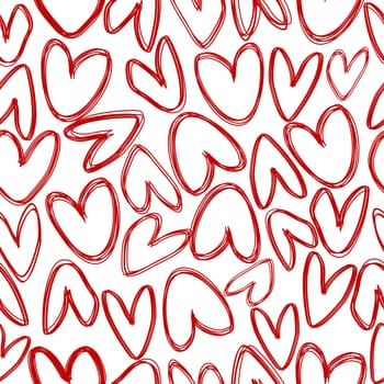 Seamless pattern with doodle hearts