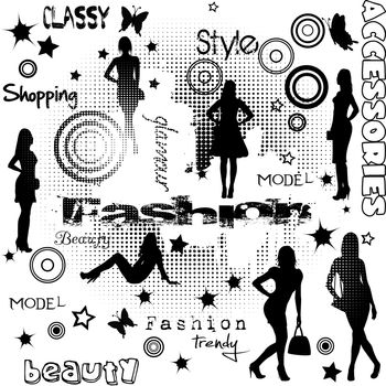 Fashion advertisement with women silhouettes