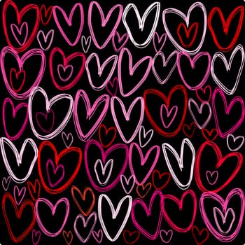 Hearts over black background