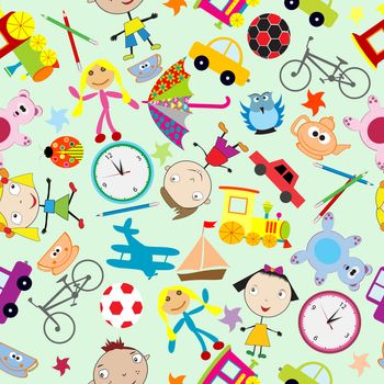 Seamless pattern for kids with toys