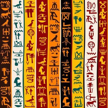 Colorful background with Egyptian hieroglyphs