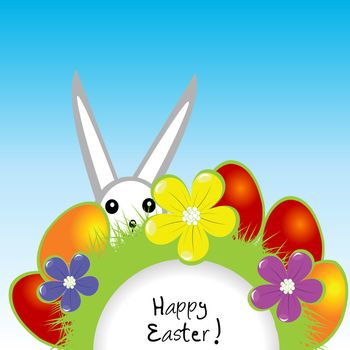 Easter card with bunny and eggs