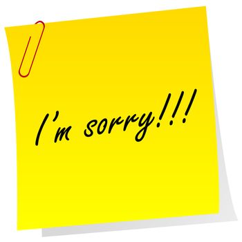 Yellow note with I'm sorry message