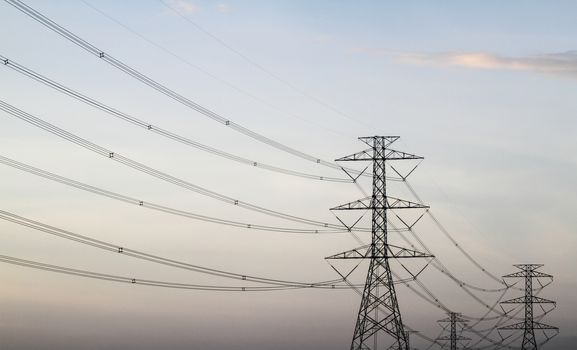 Power transmission tower line of electricity distribution