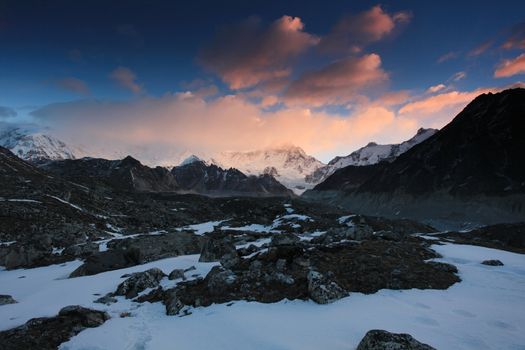 sunrise in the mountains Cho Oyu, Himalayas, Nepal