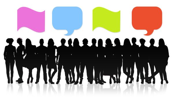 Group of people with speech bubbles