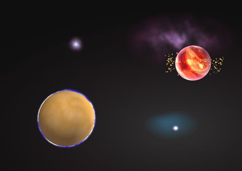 Far-out planets in a space against stars. "Elements of this image furnished by NASA".