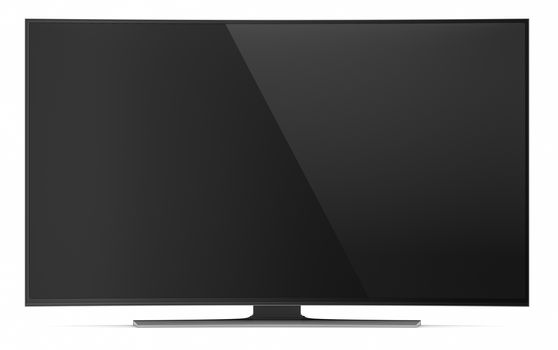 UHD Smart Tv with Curved Screen on White Background