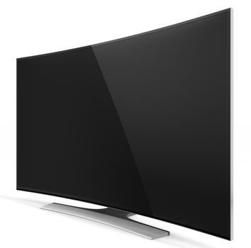 UHD Smart Tv with Curved Screen on White Background