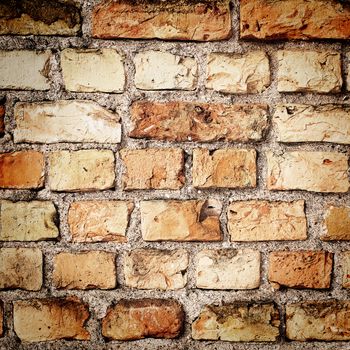 Old red brick wall background