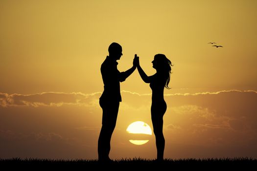 couple in love at sunset