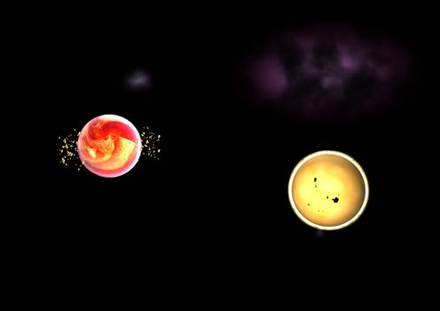 Far-out planets in a space against stars. "Elements of this image furnished by NASA".