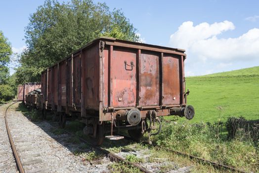 old rusted train at trainstation hombourg in belgium