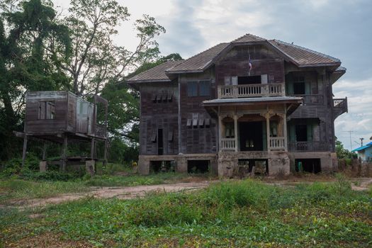 abandoned old house on twilight