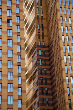 View at office buildings made of bricks