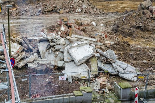 Demolition of an old office building in a city center