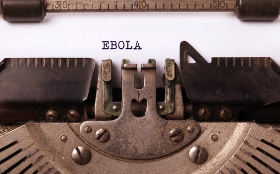 Vintage inscription made by old typewriter, EBOLA