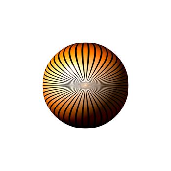 Orange black and white globe on white background.