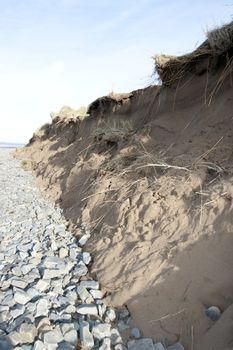 dunes that have suffered extreme coastal erosion damage due to big storm waves