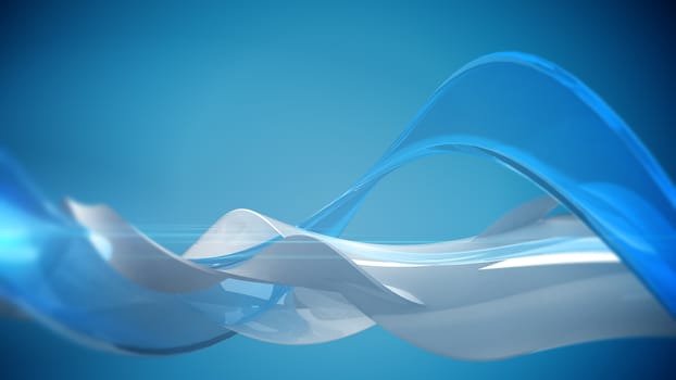 Blue 3d abstract wave line with space for text.