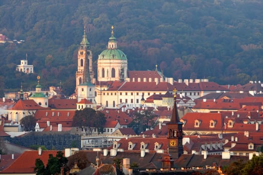 czech republic, prague - st. nicolaus church at mala strana in morning light