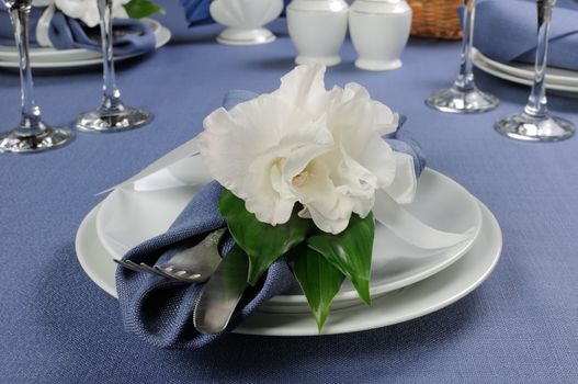 Fragment table setting decorated with flower napkin