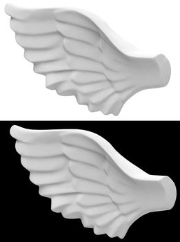 3d generated picture of a white angel wing