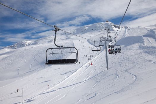 Ski slope in cold weather