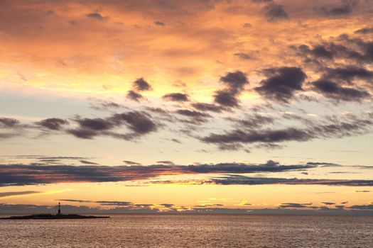 croatia - colorful sky and clouds after sunset over adriatic sea