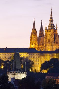 czech republic, prague - hradcany castle and charles bridge tower