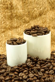 Roasted coffee beans.