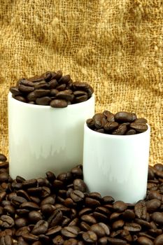 Roasted coffee beans.