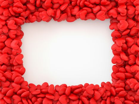 Hearts frame on white background with work path