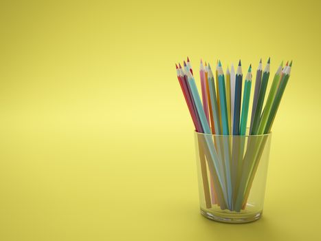 Pencils in glass with work path included
