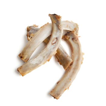 Pork rib bones on white background