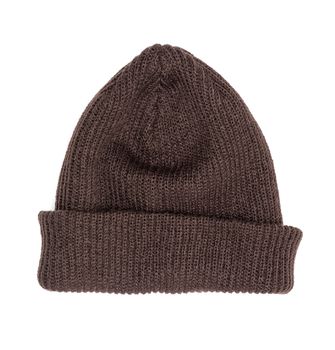 brown knitted hat isolated on white background