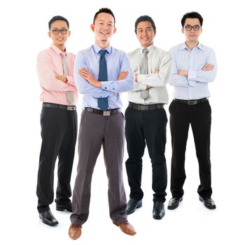 Portrait of group Southeast Asian businessmen standing isolated on white background