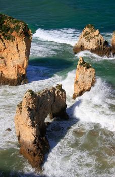 Beautiful cliffs of Ponta de Piedade, Lagos, Algarve region, Portugal 