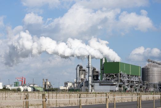 industry with pollution vessels pipes and other equipment in europoort rotterdam