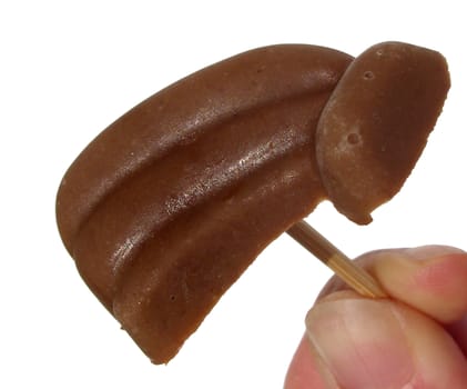 Homemade chocolate ice cream on a stick