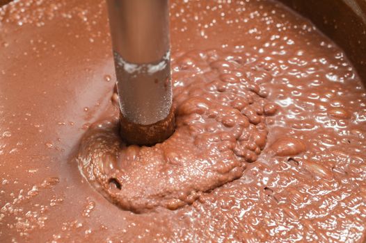 Ice cream preparation with different tools, ingredients, and machines