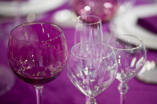Ceremony silverware and decoration on elegant table