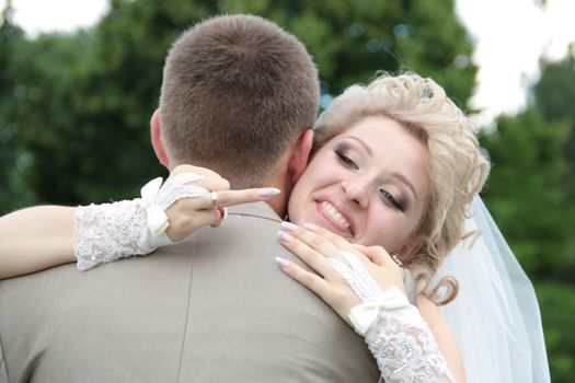 Young married couple in the wedding day